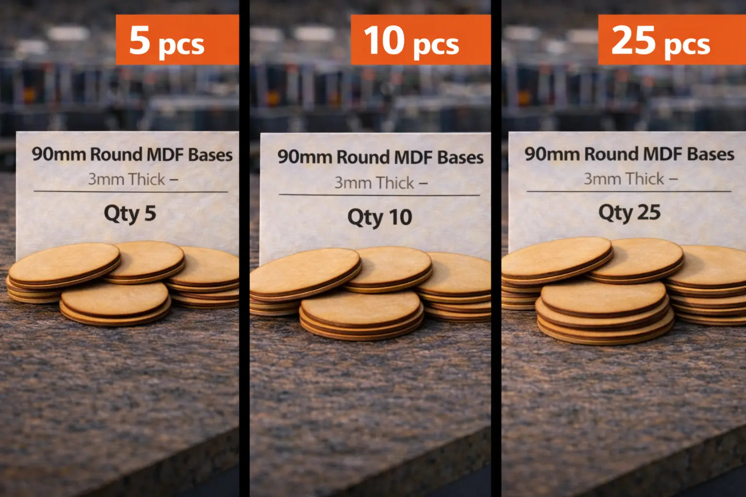 90mm Round MDF Bases 3mm Thick Wargaming Miniatures Tabletop Games UK 3D Peak Print