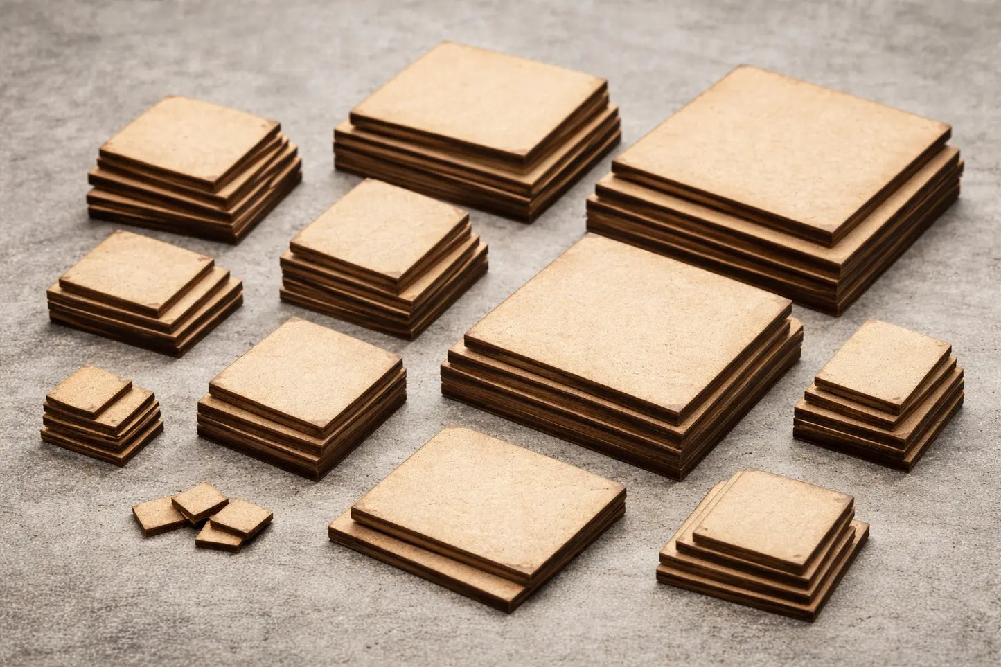 Square MDF Bases Wargaming Tabletop Miniature Figures Laser Cut Wood - All Sizes Wargame-Model-Mods