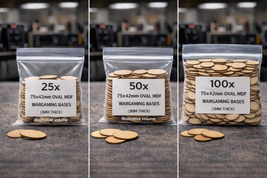 75x42mm Oval MDF Bases 3mm Thick Wargaming Miniatures Bikes Tabletop UK 3D Peak Print