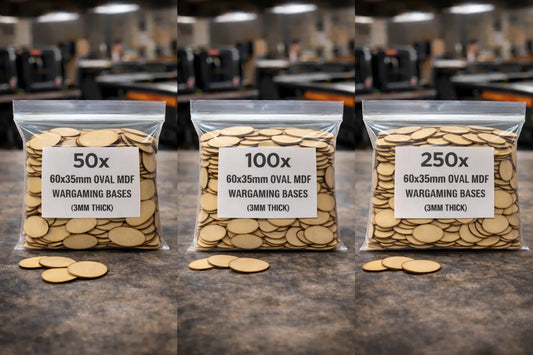 60x35mm Oval MDF Bases 3mm Thick Wargaming Miniatures Cavalry Tabletop UK 3D Peak Print