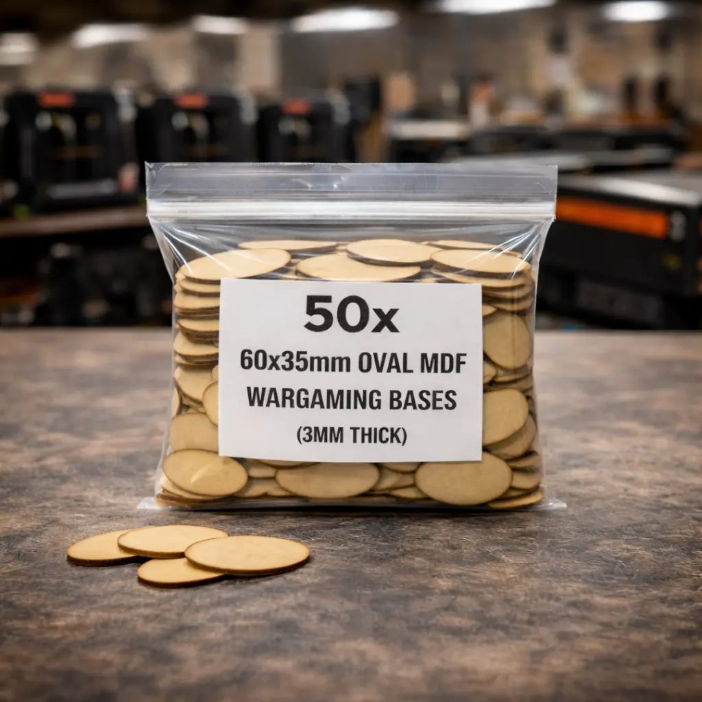 60x35mm Oval MDF Bases 3mm Thick Wargaming Miniatures Cavalry Tabletop UK 3D Peak Print