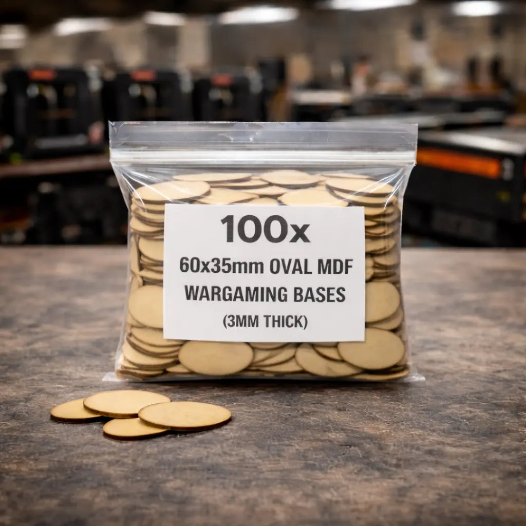 60x35mm Oval MDF Bases 3mm Thick Wargaming Miniatures Cavalry Tabletop UK 3D Peak Print