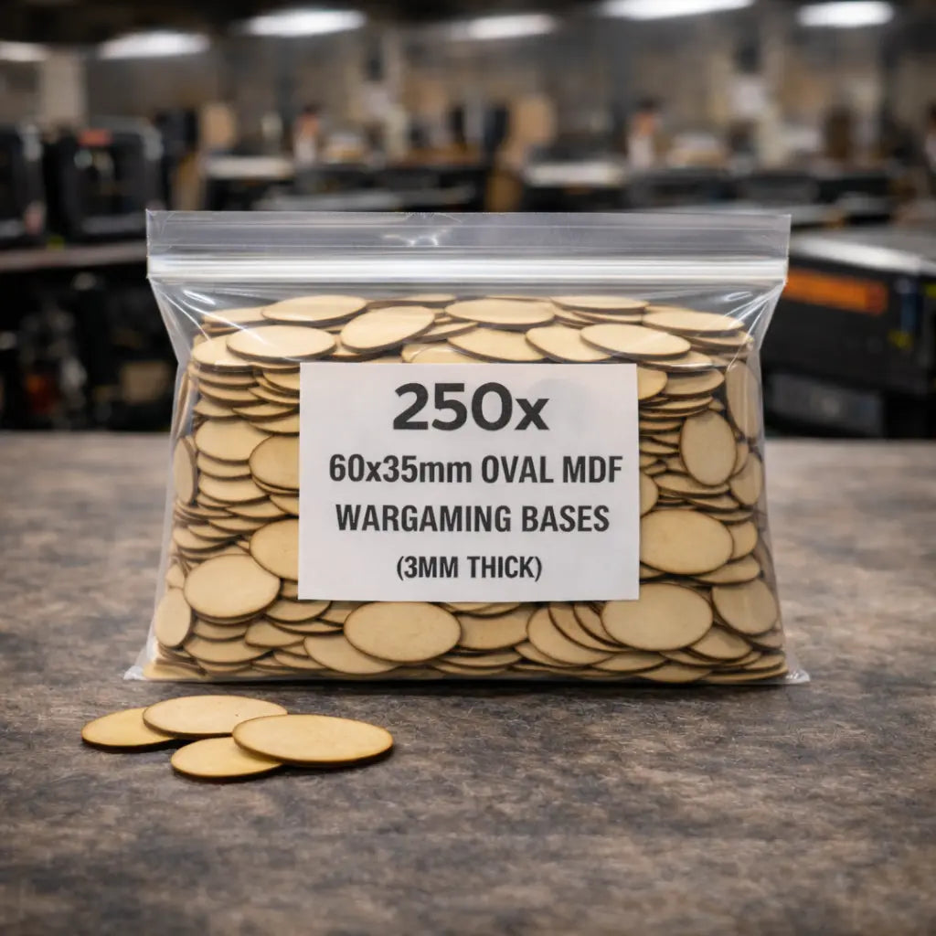 60x35mm Oval MDF Bases 3mm Thick Wargaming Miniatures Cavalry Tabletop UK 3D Peak Print