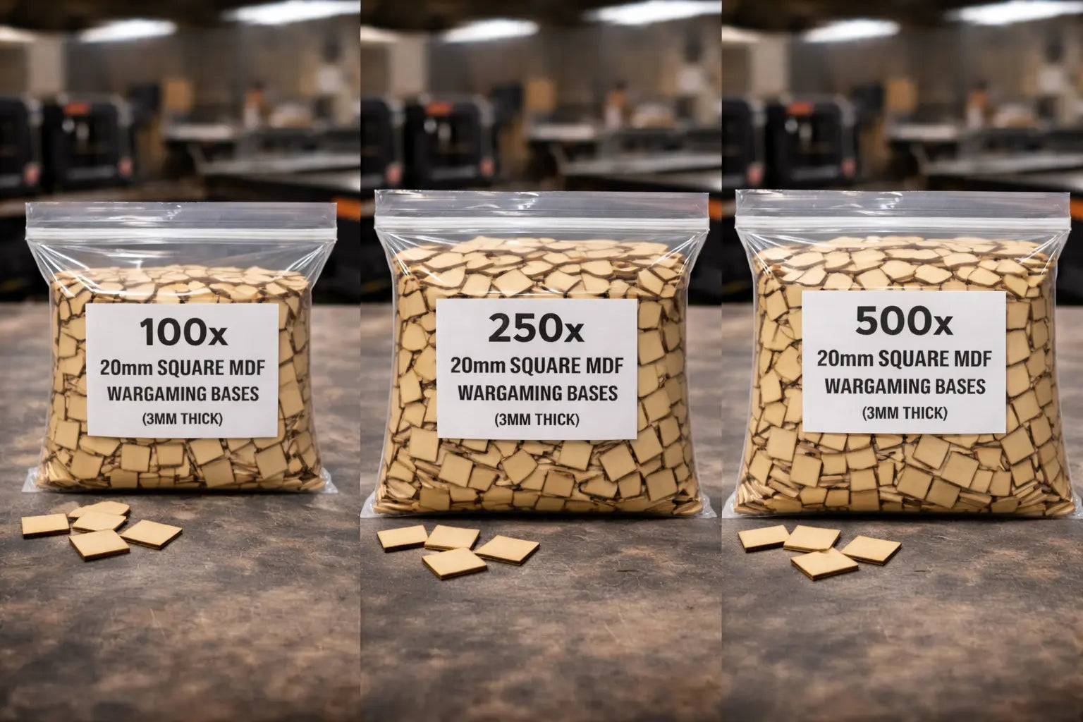 20mm Square MDF Bases 3mm Thick Wargaming Miniatures Tabletop Games UK 3D Peak Print