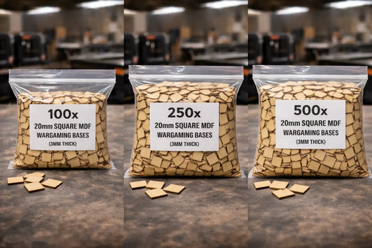 20mm Square MDF Bases 3mm Thick Wargaming Miniatures Tabletop Games UK 3D Peak Print