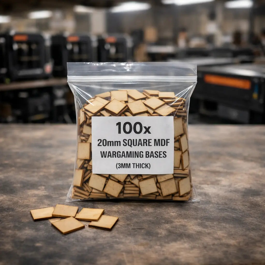 20mm Square MDF Bases 3mm Thick Wargaming Miniatures Tabletop Games UK 3D Peak Print