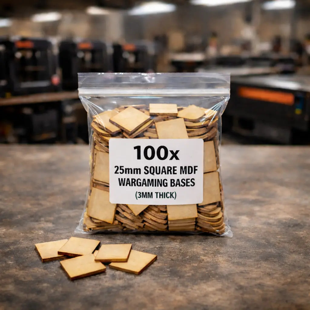 25mm Square MDF Bases 3mm Thick Wargaming Miniatures Tabletop Games UK 3D Peak Print