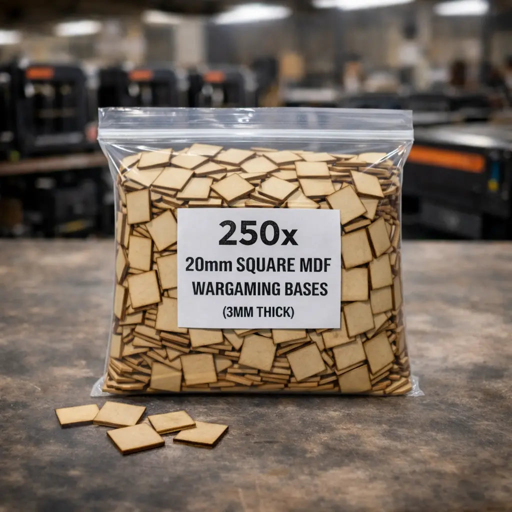 20mm Square MDF Bases 3mm Thick Wargaming Miniatures Tabletop Games UK 3D Peak Print