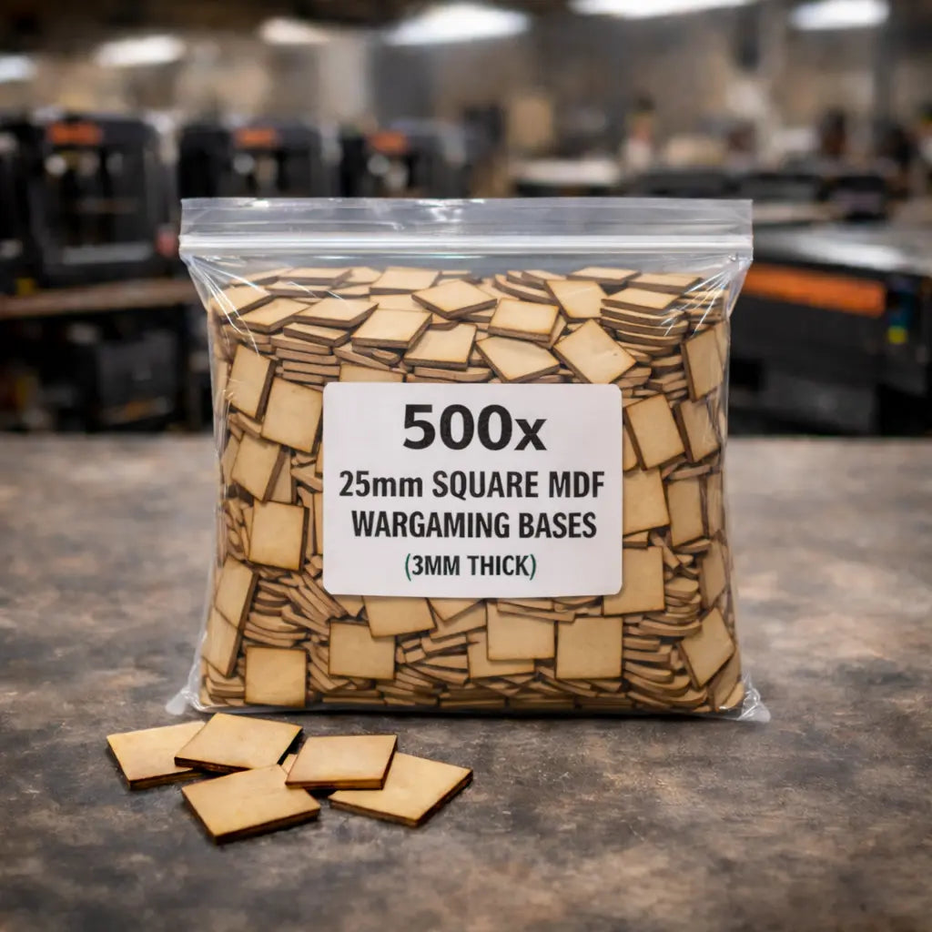 25mm Square MDF Bases 3mm Thick Wargaming Miniatures Tabletop Games UK 3D Peak Print
