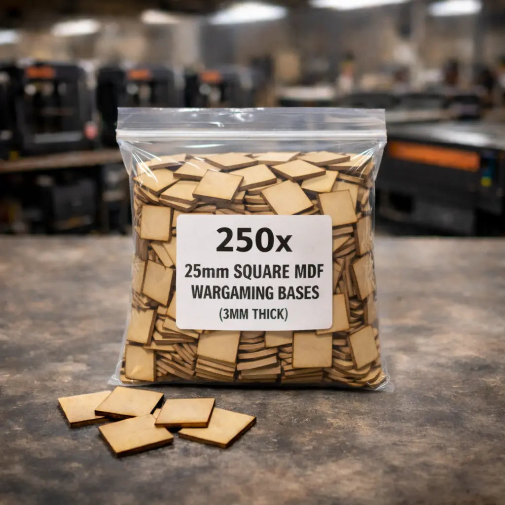 25mm Square MDF Bases 3mm Thick Wargaming Miniatures Tabletop Games UK 3D Peak Print