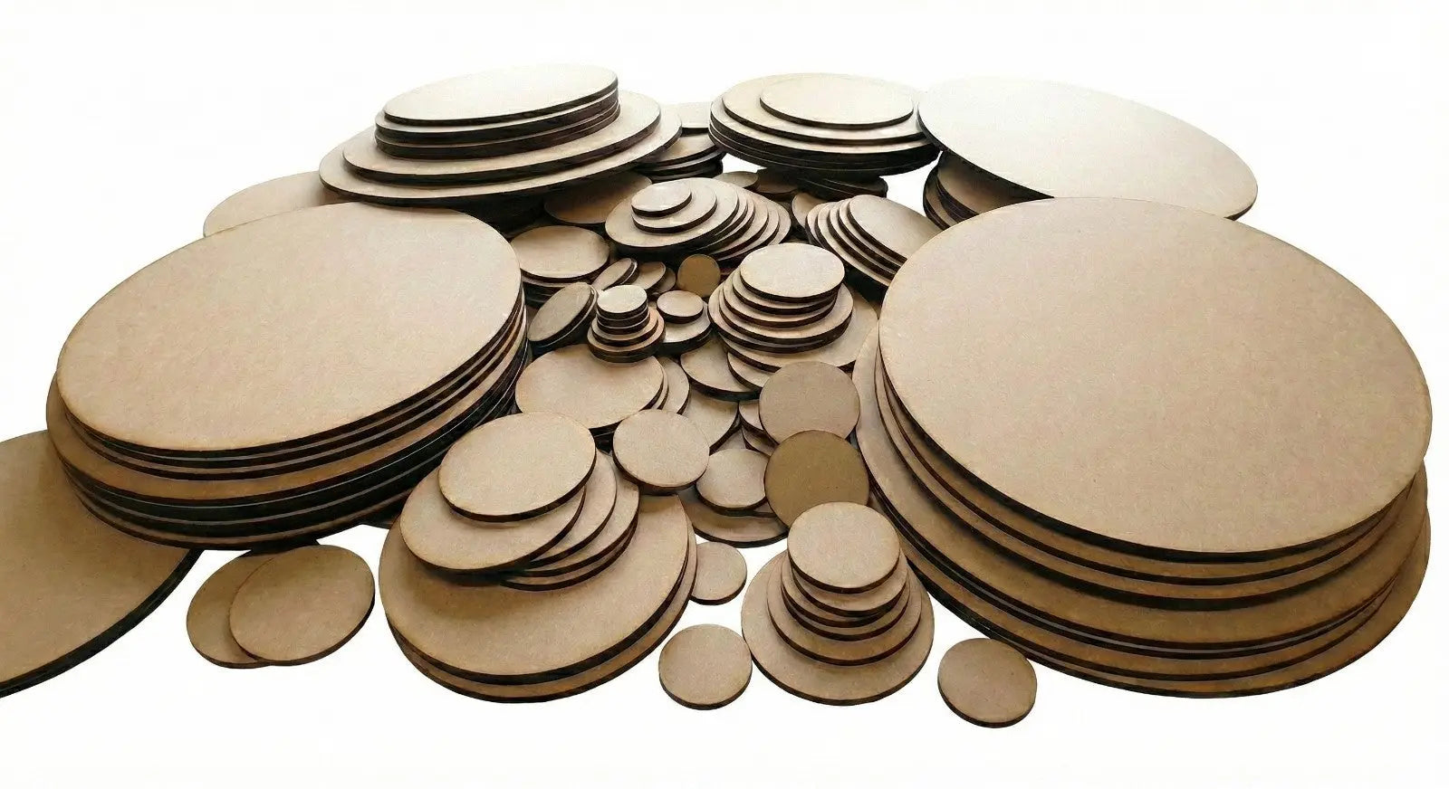 Round MDF Bases Wargames Tabletop Miniature Figures Laser Cut Wood - All Sizes 3D Peak Print