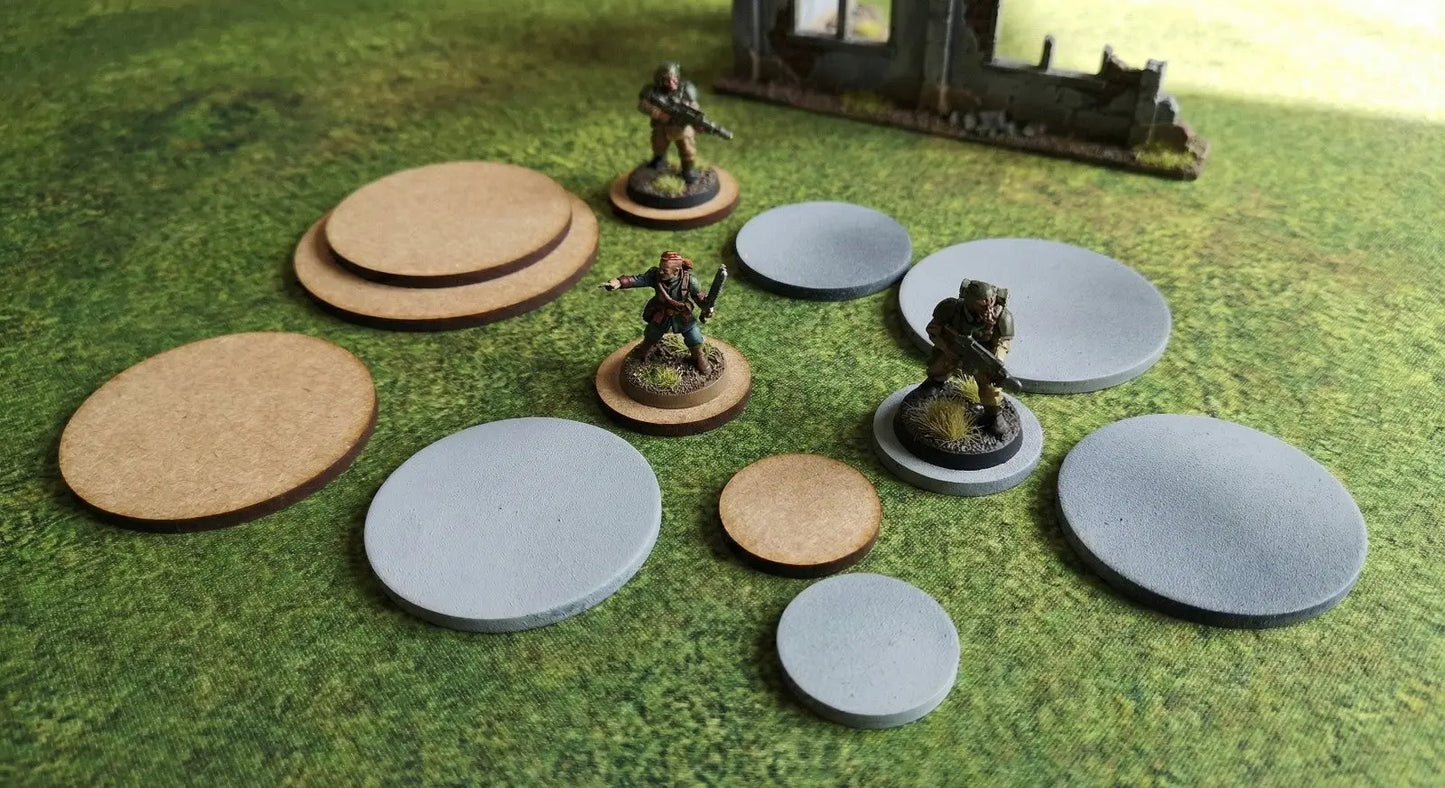 Round MDF Bases Wargames Tabletop Miniature Figures Laser Cut Wood - All Sizes 3D Peak Print