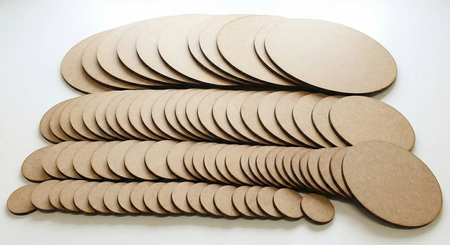 Round MDF Bases Wargames Tabletop Miniature Figures Laser Cut Wood - All Sizes 3D Peak Print