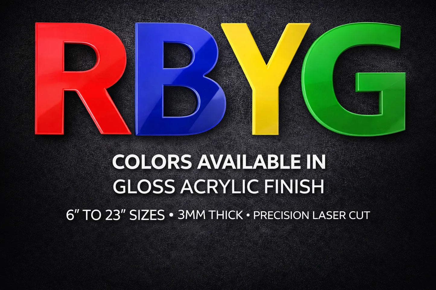 Custom Acrylic Letters 3mm Large Wall Sign Mirror Gold Silver 6”-23” 3D Peak Print